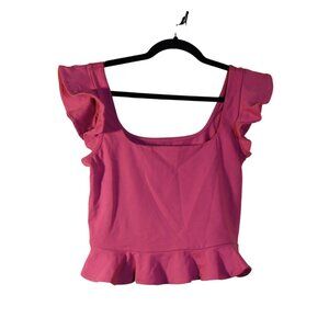 Express Body Contour Stretch Cotton Flutter Sleeve M Dark Peony New without tags